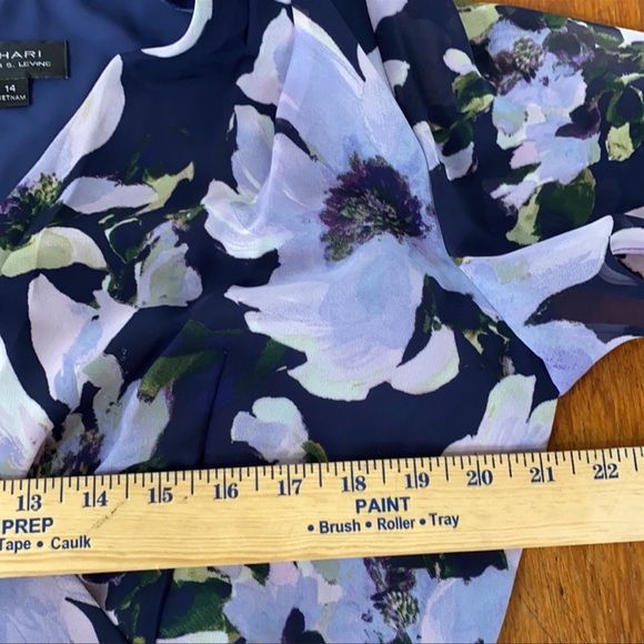 ASL TAHARI Purple Floral Print Ruffle Dress - Picture 7 of 8